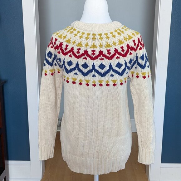 J. Crew Fair Isle Women's Merino Wool Blend Sweater Size XS Cream - Picture 7 of 14